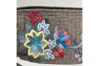 Vintage applique crossbody bag with adjustable shoulder strap