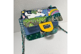 Pegasus and rainbow appliqué crossbody bag