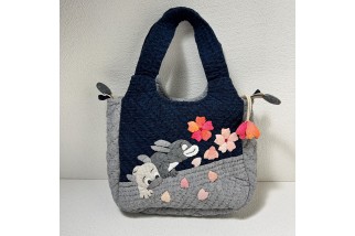 Cherry Blossom and Puppy Applique Crossbody Bag