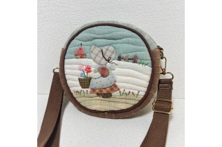 Japanese Circle Quilted Patch Crossbody Bag