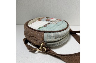 Japanese Circle Quilted Patch Crossbody Bag